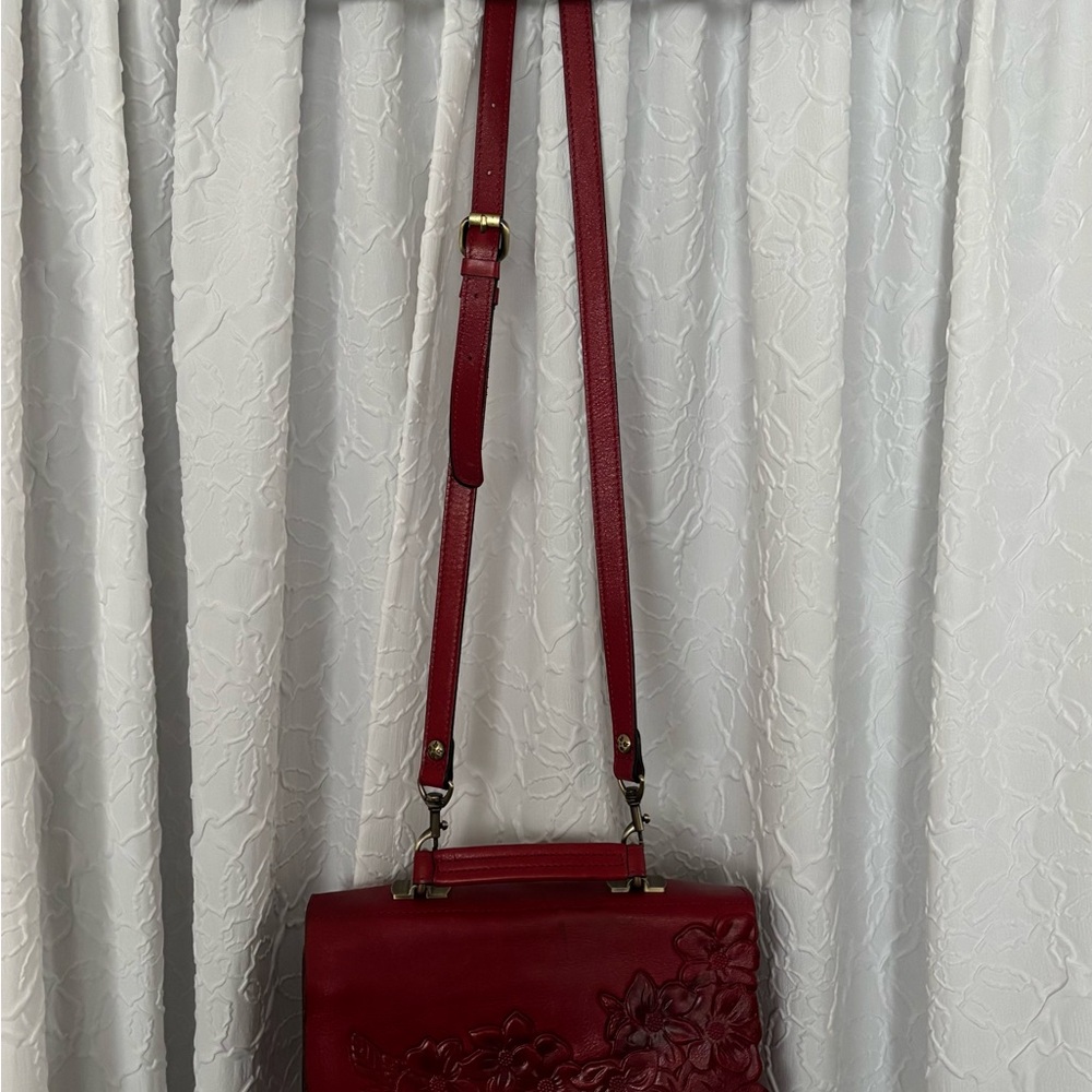 Patricia Nash Red Crossbody Bag with Textured Leather